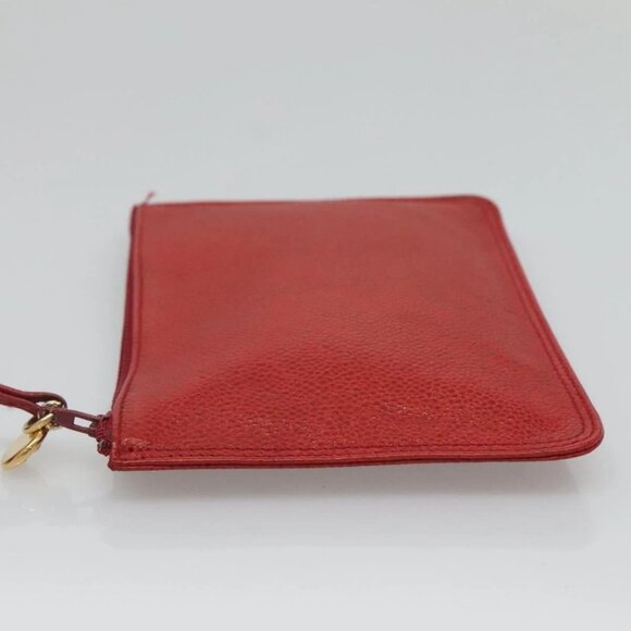 CHANEL Grained Calf Skin Backpack Grained Calf Skin Red Gold CC Auth - Picture 8 of 15